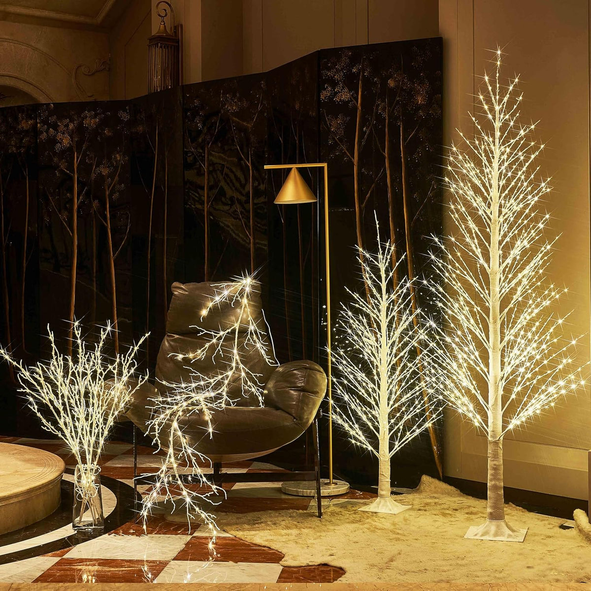 Hairui Lighted Birch Garland 6FT 120 LED Fairy Lights Plug in Pre-lit Twig Vine Lights for