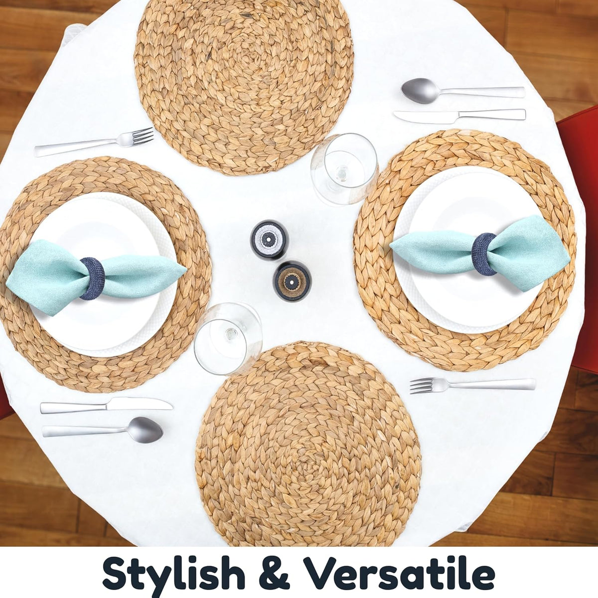 Rustic Napkin Rings Set of 12 - Rayon Napkin Holders for Table Decor, Weddings, Dinner Parties &