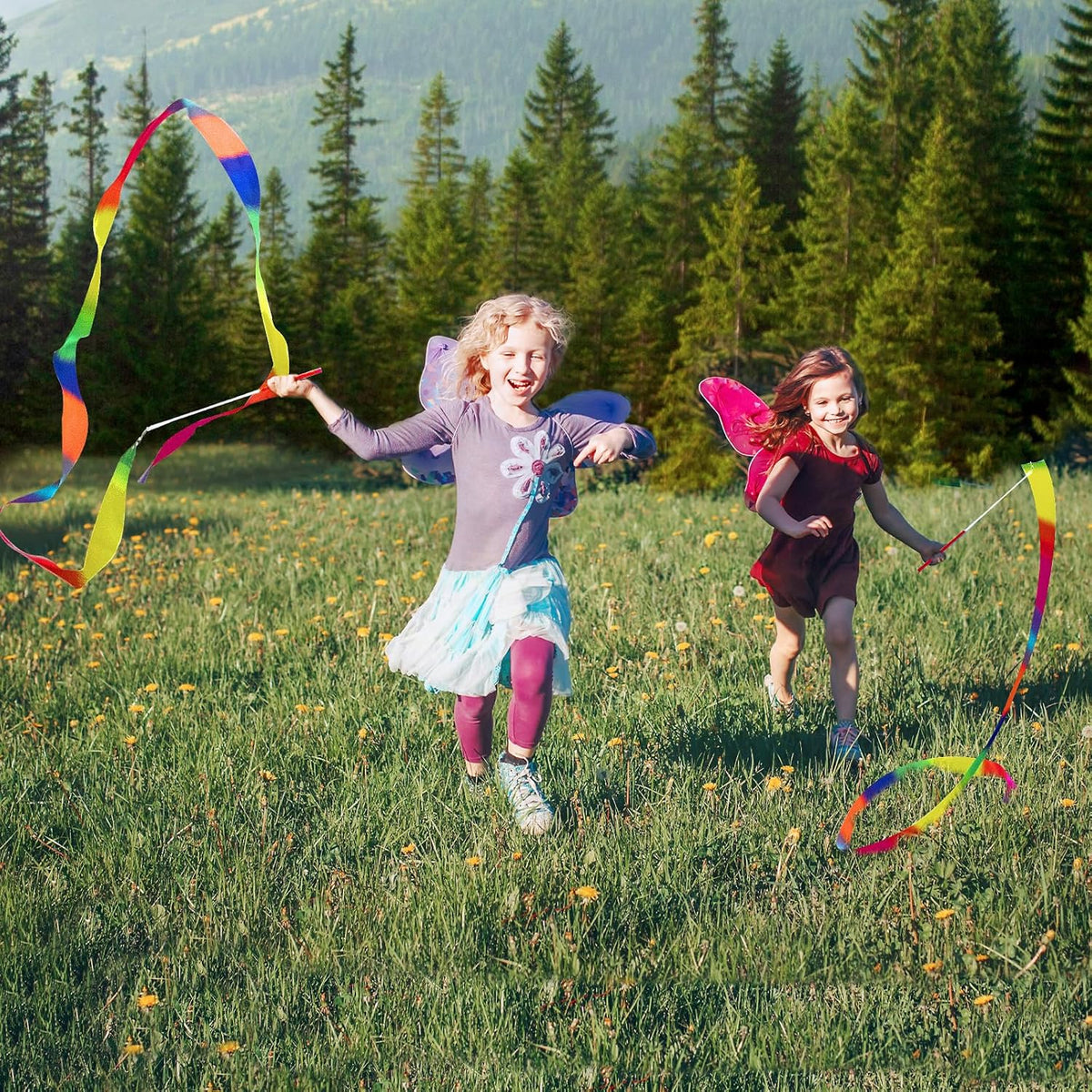 20 Pack Ribbon Dancer Wands for Kids,Rainbow Streamers Dance Ribbon,Party Favors Goodie Bags