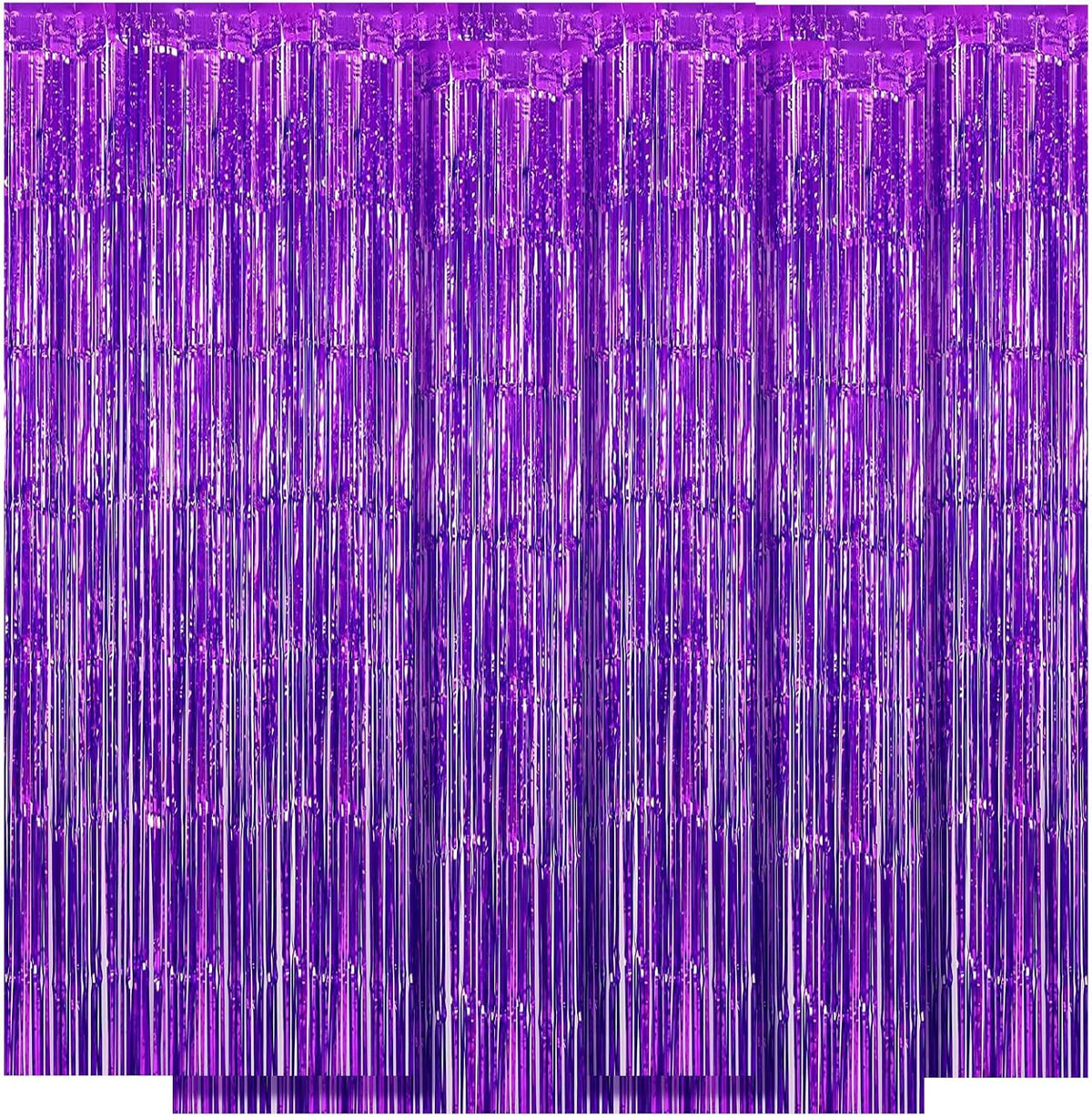 5 Pack Purple Fringe Backdrop 3.2ft x 8.2ft Foil Curtain Tinsel Foil Fringe Curtains Backdrop