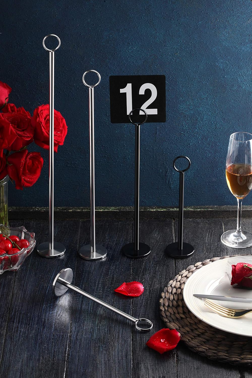 New Star Foodservice 27730 Ring-Clip Table Number Holder/Number Stand/Place Card Holder, 18-Inch