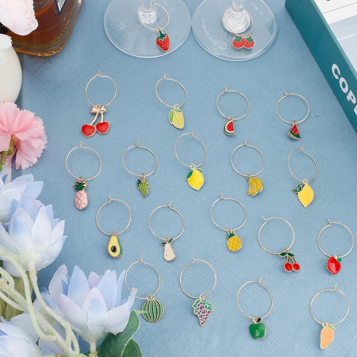 Wine Glass Charms Wine Charms for Stem Glasses Glass Markers Identifiers Tags for Christmas Tasting
