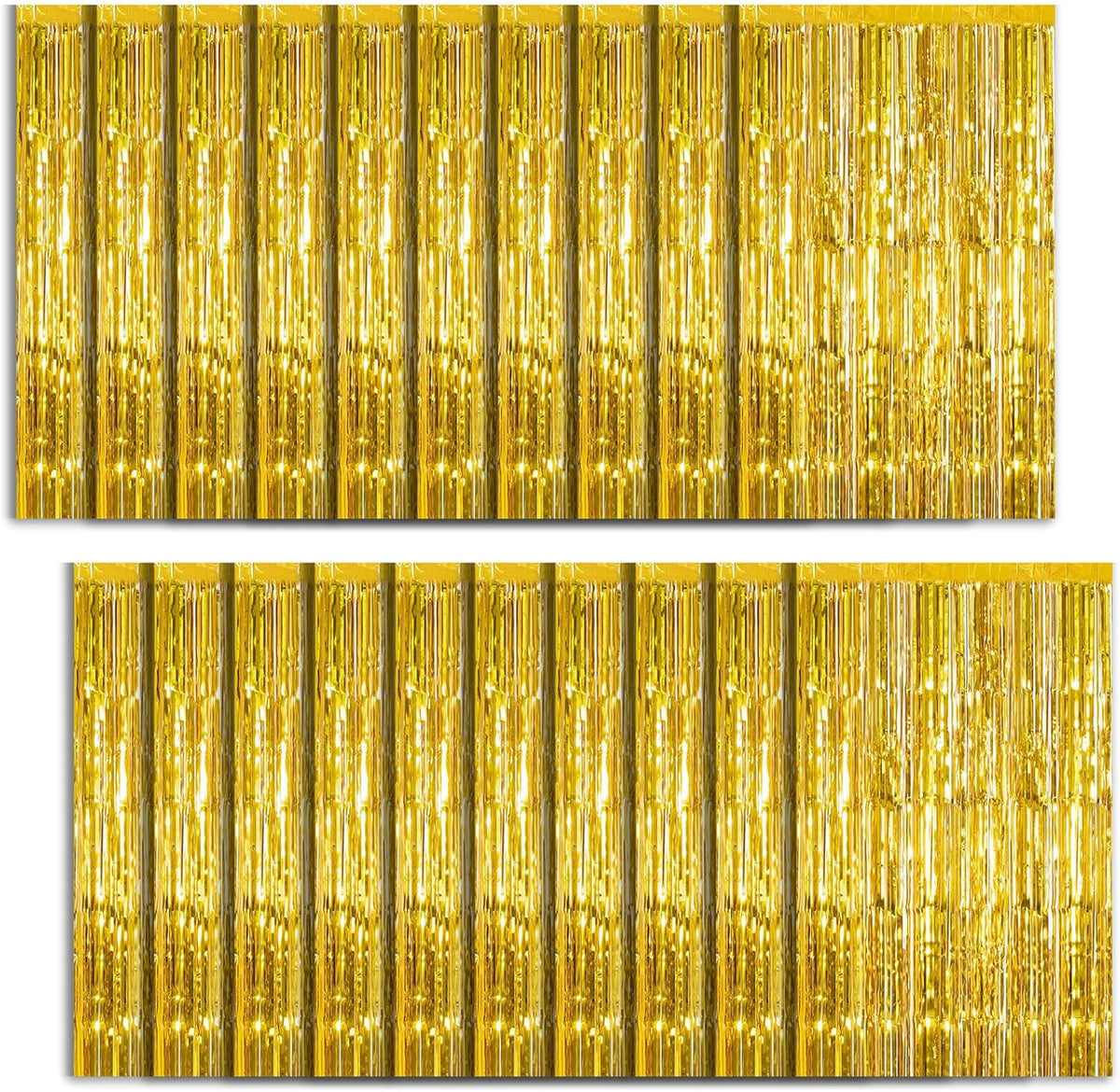 20 Pack Foil Curtain Backdrop Gold Metallic Tinsel Foil Fringe Curtains Photo Booth Props for