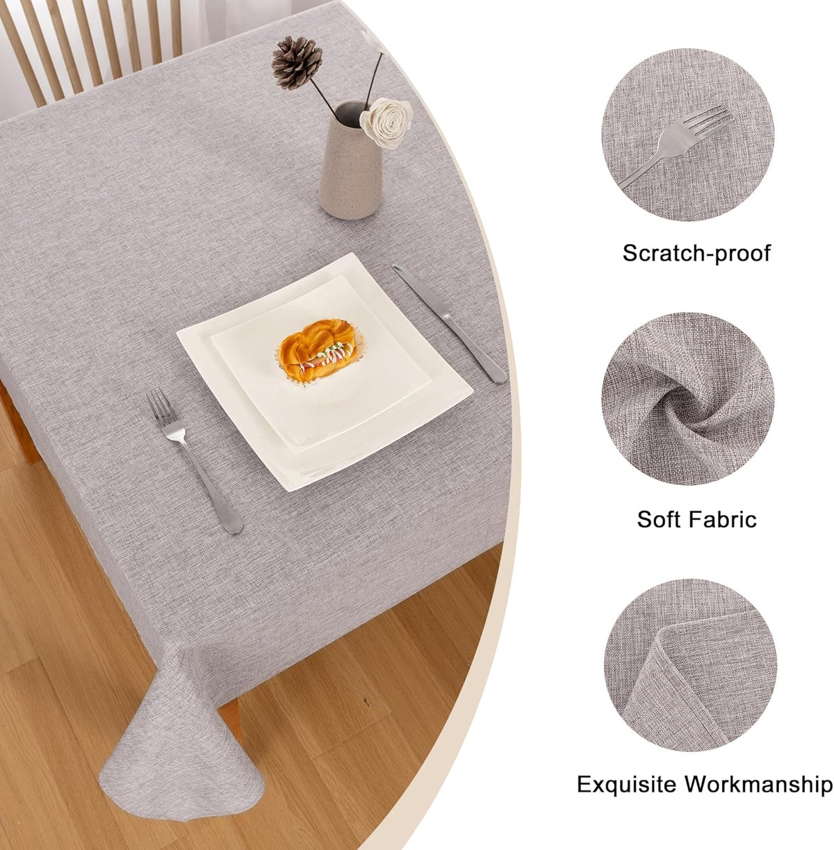 Hiasan 2 Pack Faux Linen Rectangle Tablecloth - Wrinkle and Stain Resistant Washable Table Cloth