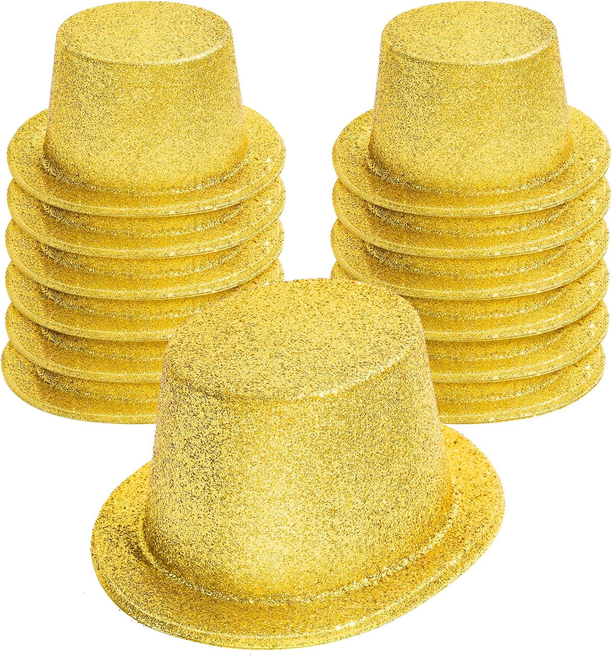 Hillban 12 Pcs Top Hats Halloween Glitter Plastic Retro Disco Party Hats for Halloween Magician