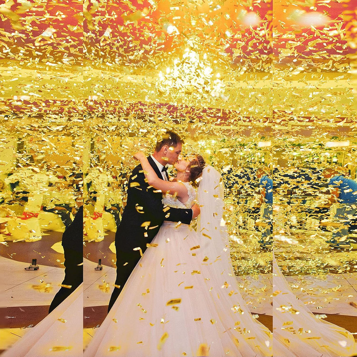 Sumind 200 Grams Gold Silver Large Metallic Confetti Rose Glitter Throwable Table Scatter Foil