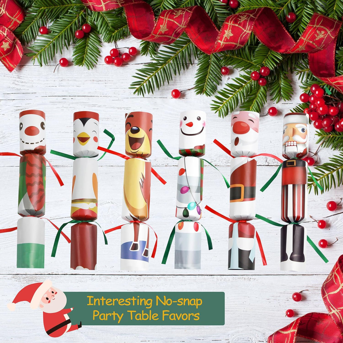 12 Pack Christmas No-snap Party Table Favors, Christmas Themed Holiday Supplies with Party Hat