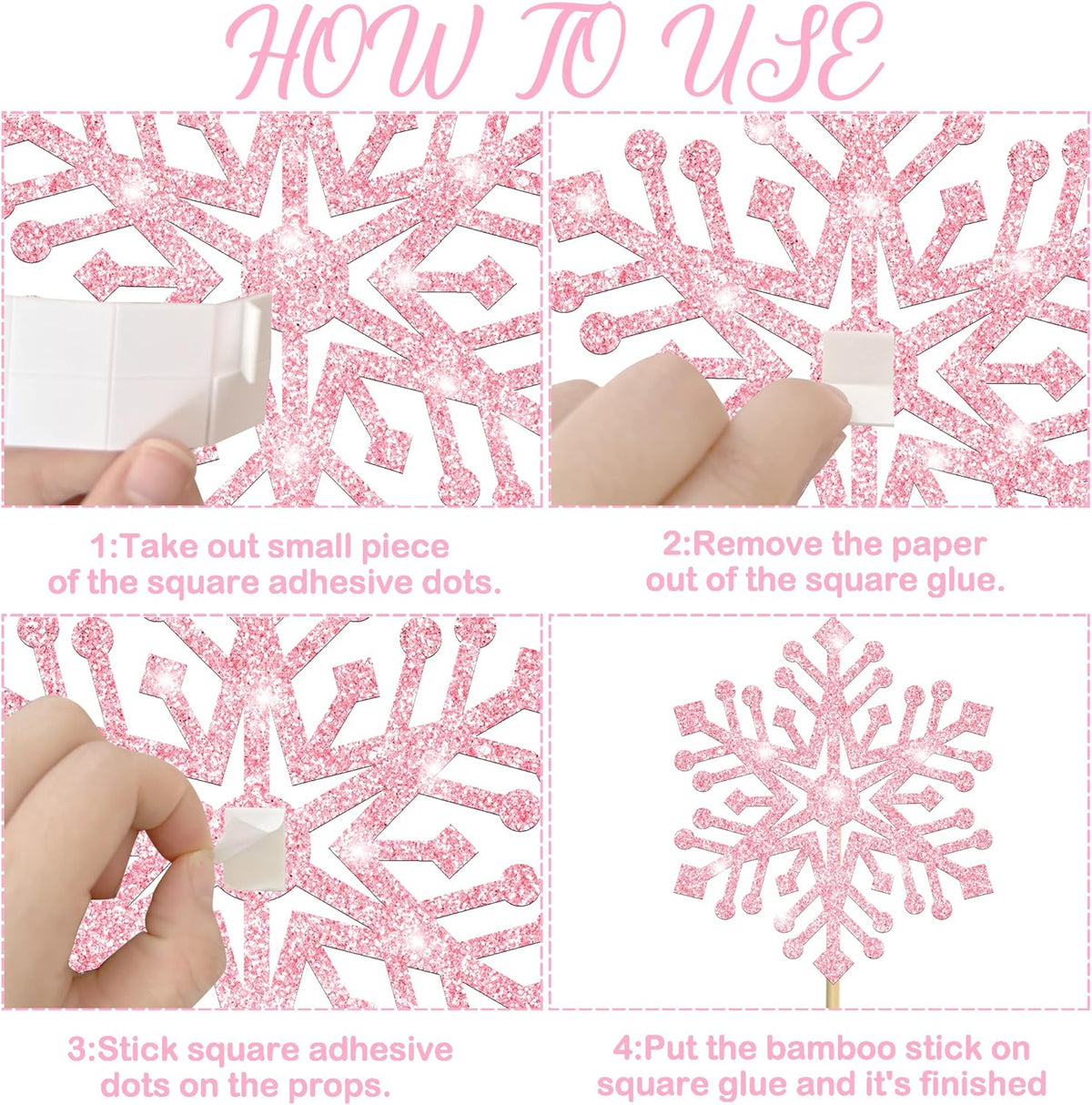 Snowflake Centerpiece Sticks Winter Frozen Theme Party Decorations 12PCS Glitter Snowflakes Table