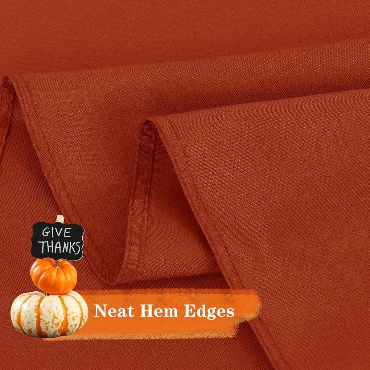 sancua 6 Pack Thanksgiving Round Tablecloth 90 Inch Burnt Orange, Stain and Wrinkle Resistant Fall