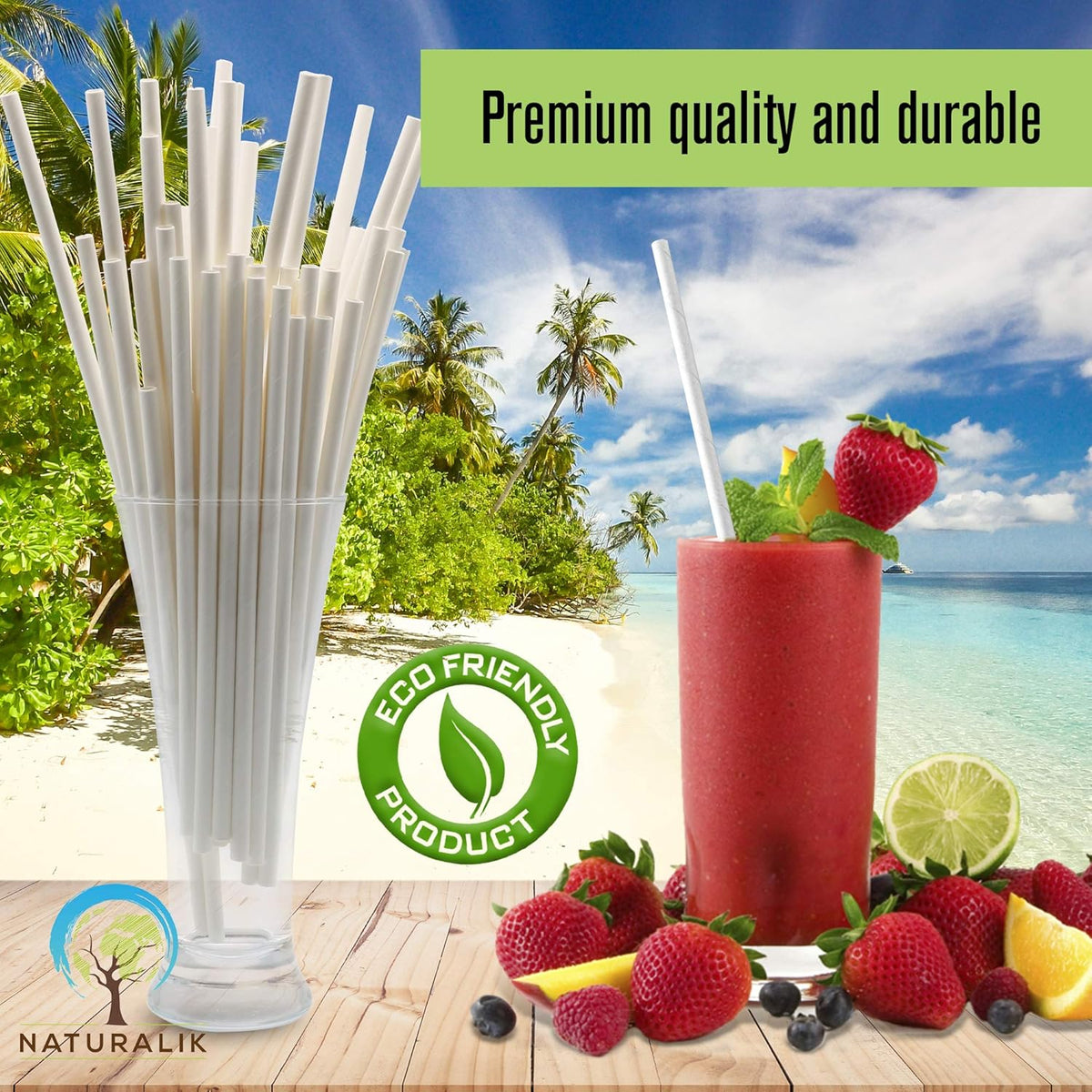 300/1000-Pack Extra Durable White Paper Straws Biodegradable- Premium Eco-Friendly Paper Straws