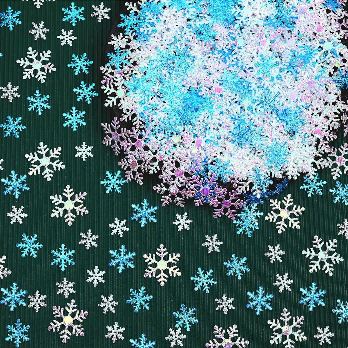 MARFOREVER Snowflake Confetti Decorations, Christmas Snowflake Glitter Confetti White Blue Scatter