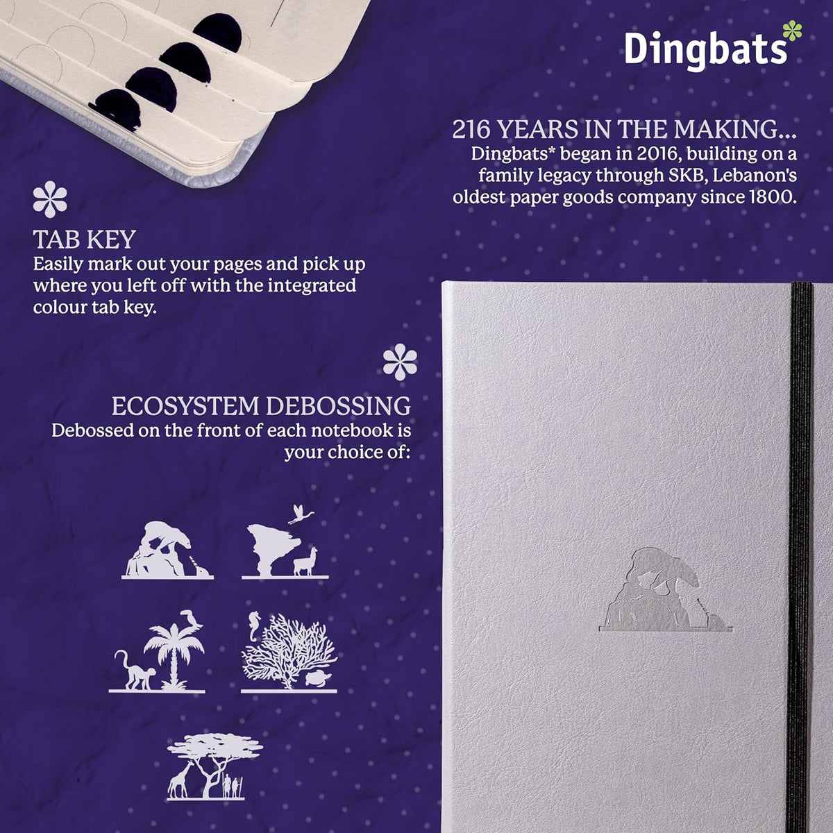 Dingbats - Earth Dotted A5 Medium Notebook, Glicine Arctic - Hardcover - Cream 100gsm Ink-Proof