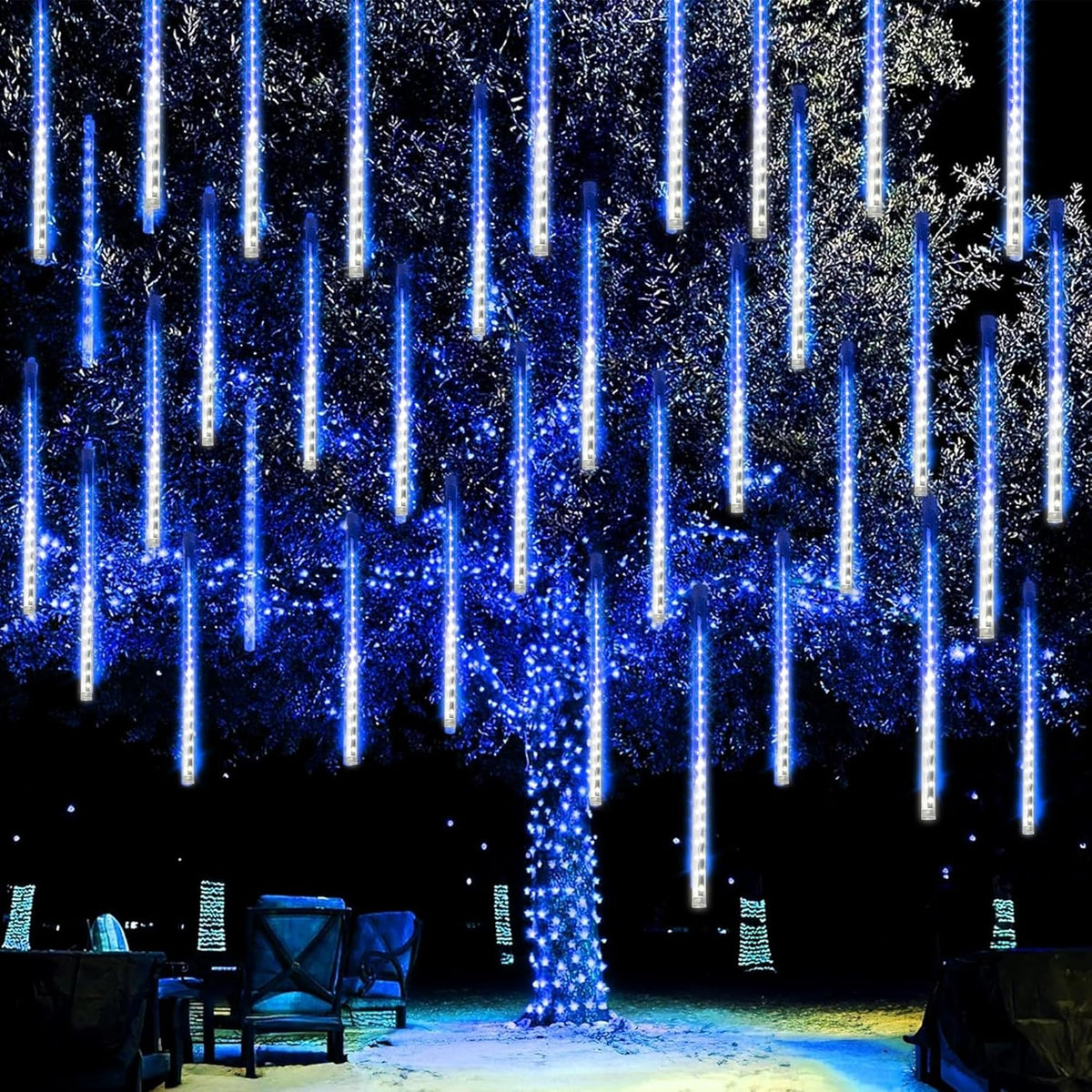 Dazzle Bright 288 LED Christmas Light, 11.8 Inch Meteor Shower Rain Lights with 8 Tubes，Waterproof