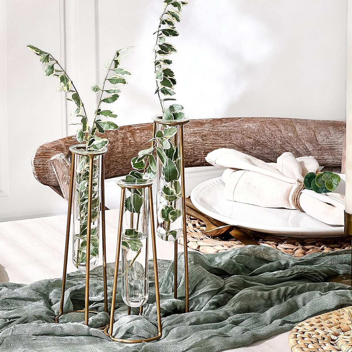Propagation Station Terrariums with Gold Metal Stand - Kate Aspen 3 Glass Test Tube Planters for