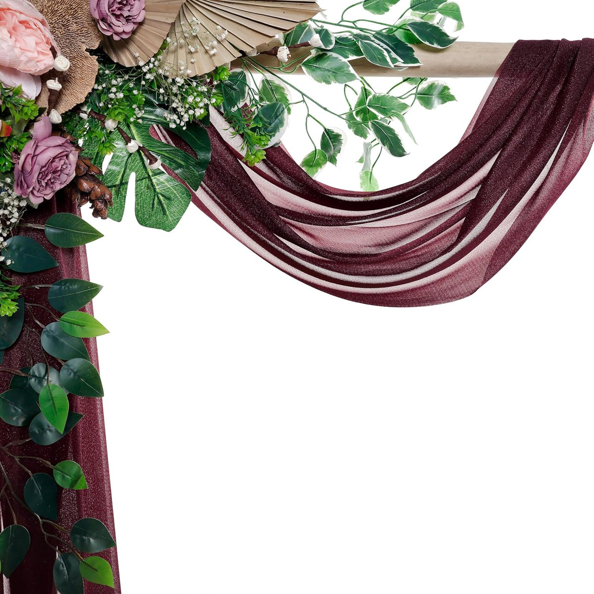 VDS Pack of 2 Panel (30 Inch X 30 Feet) Wedding Arch Draping Fabric Sheer Chiffon Fabric Drapery