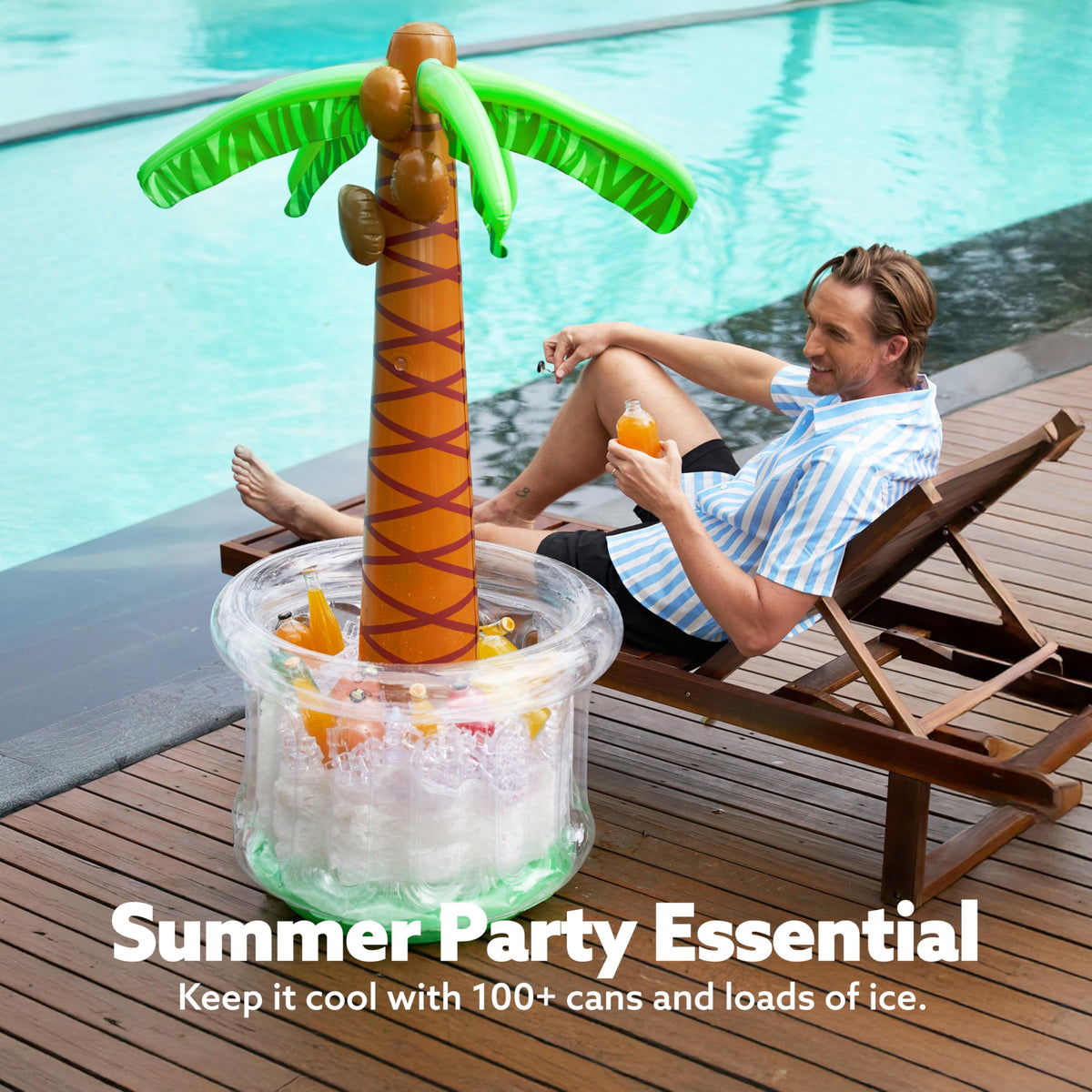 JOYIN 60" Inflatable Palm Tree Cooler, Beach Theme Decor, Pool Party Decorations, Luau Hawaiian