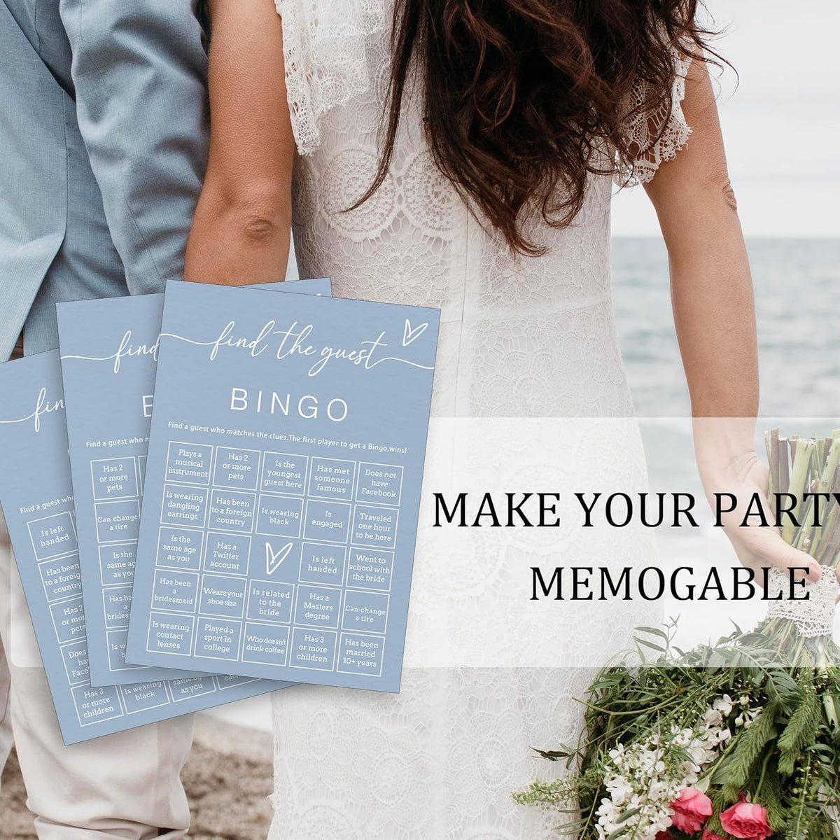 Fun Wedding Shower Bingo 25Pcs Prefilled Find The Guest Bingo Game Cards Engaging Bridal Party
