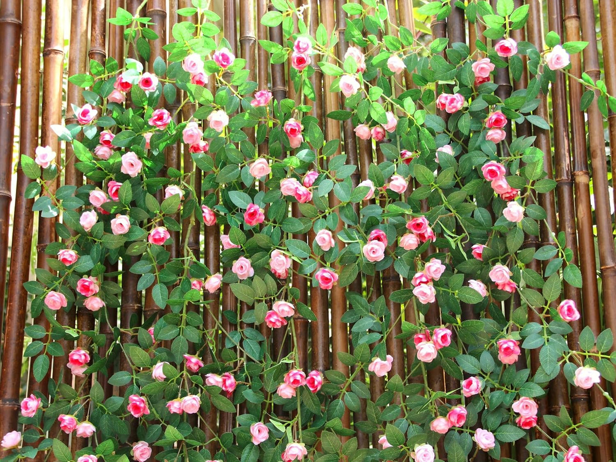 6FT Bendable Rose Vine Hanging Flower Garland Fake Floral Garland with Butterflies for Wall Decor
