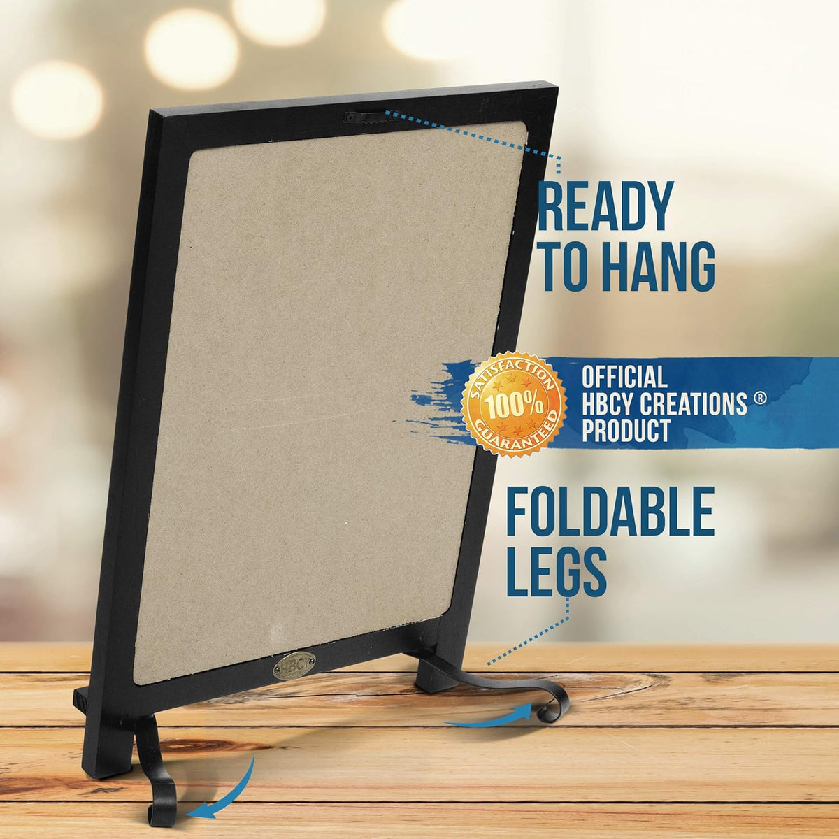 HBCY Creations Rustic Black Wooden Tabletop Chalkboard with Legs/Vintage Wedding Table Sign/Small