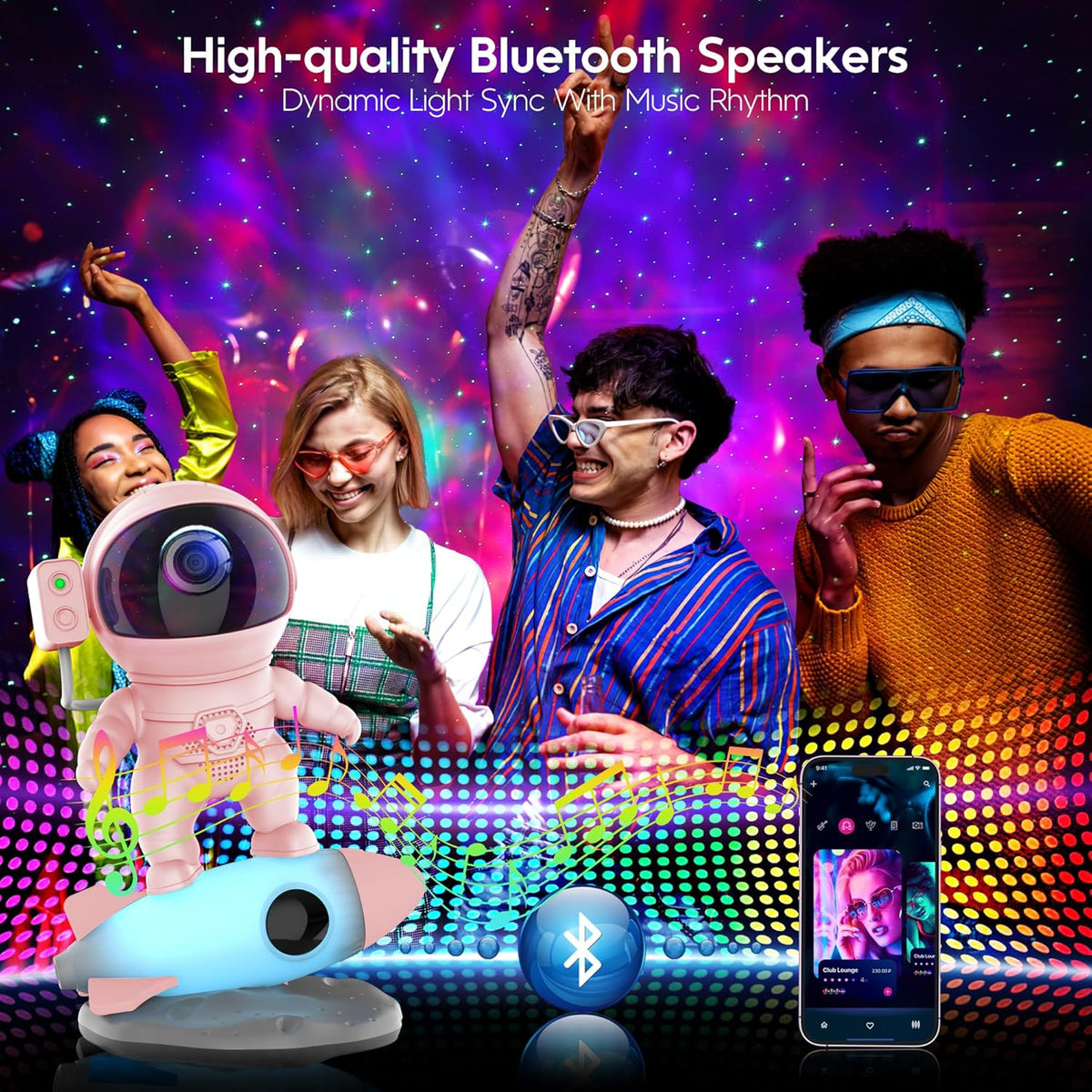 FlyEagle Astronaut Galaxy Projector, Star Nebula Projector with Rocket Lamp, Night Lights LED Star