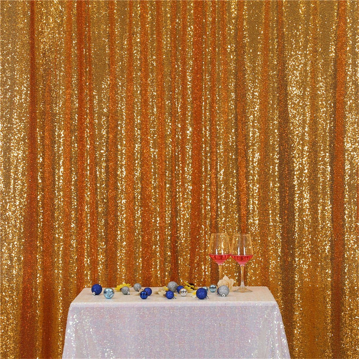Eternal Beauty Yellow Gold Sequin Backdrop, 10x10 Ft Glitter Background Curtains for Shimmer