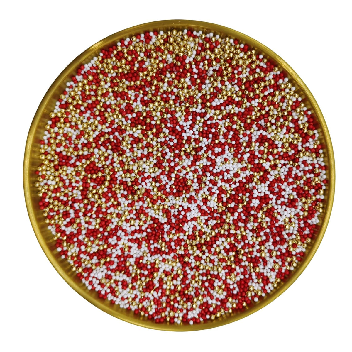 Edible Red & White & Super Gold Pearl Sugar Sprinkles Candy 2mm Mini Pearls Cake Decorations