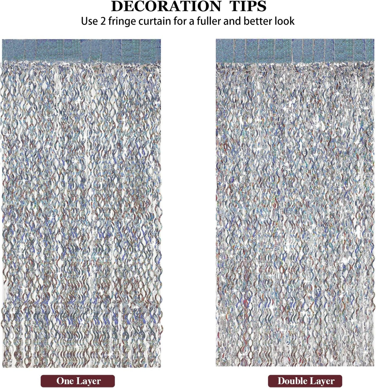 4 Pack Silver Tinsel Backdrop - CYLMFC 3.3 ft x 6.6 ft Streamer Metallic Tinsel Foil Fringe