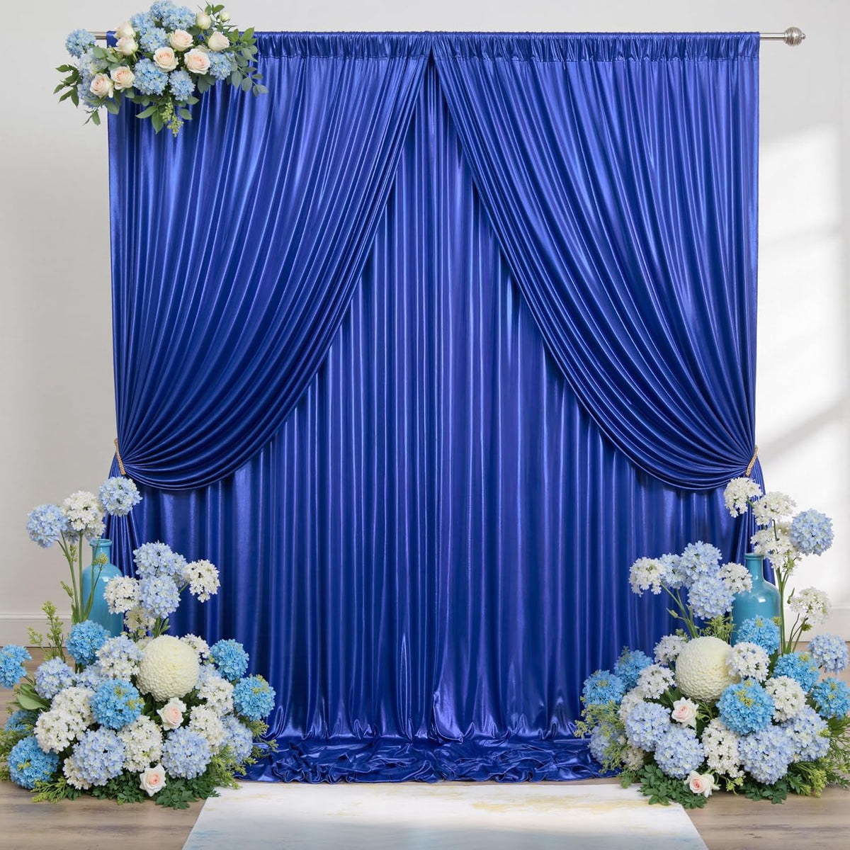 20x10ft Thick Royal Blue Glitter Backdrop Curtain Panels for Parties, Wrinkle Free Sequin Sparking