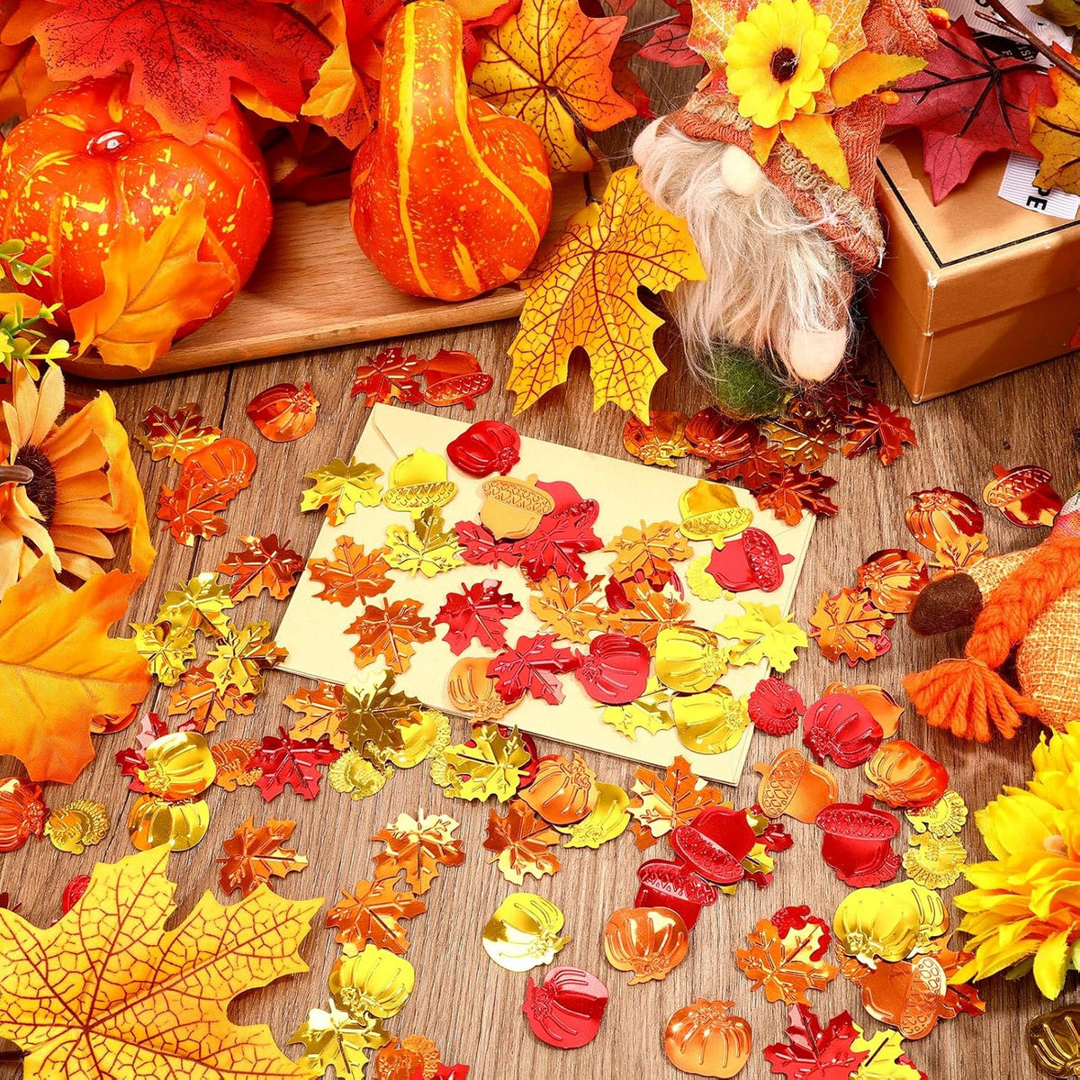 MARFOREVER Fall Thanksgiving Glitter Confetti, Fall Party Decorations Autumn Metallic Foil Confetti