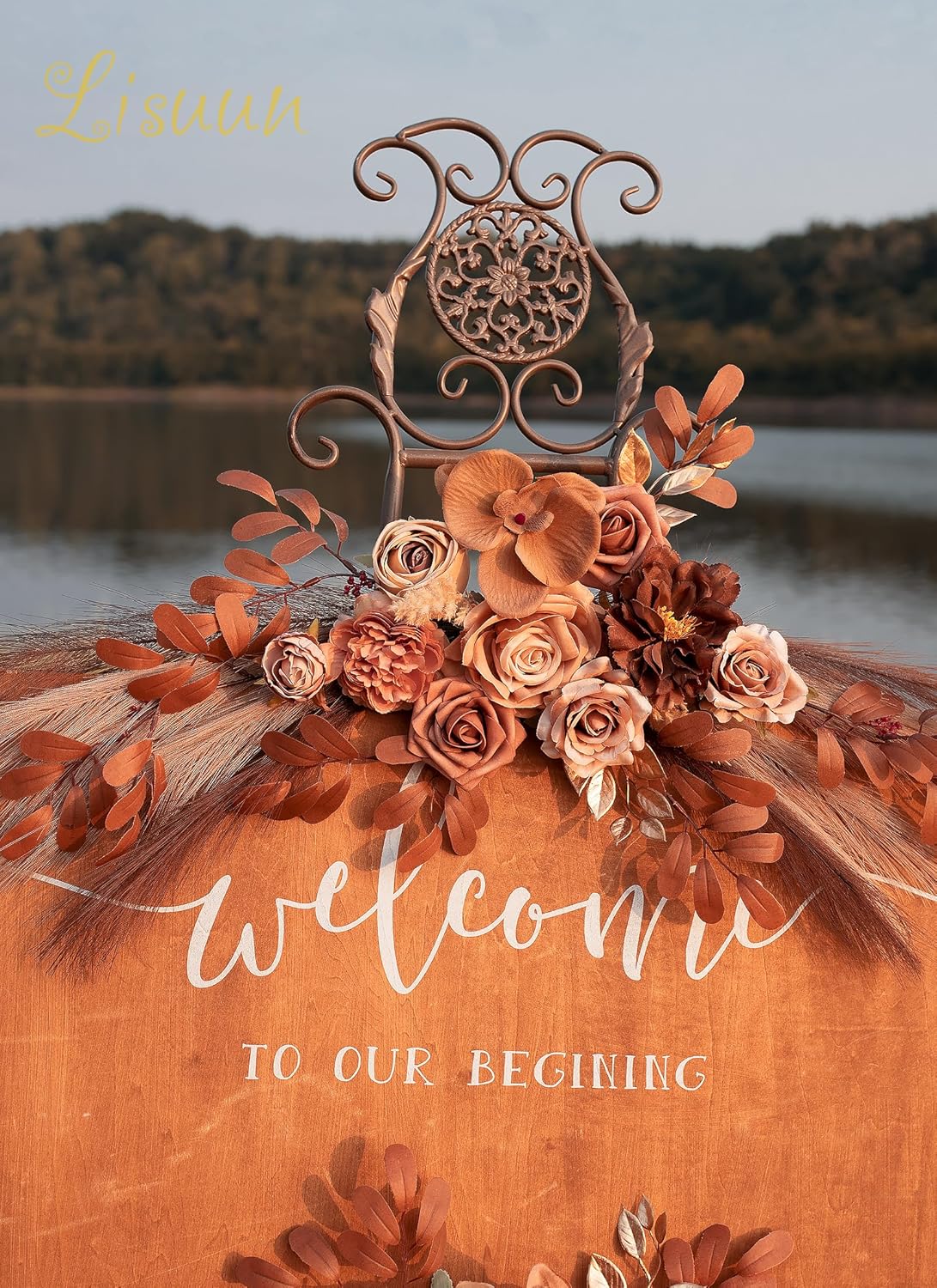 Wedding Arch Flowers, Artificial Flowers for Reception Backdrop and Welcome Ceremony Sign, Large