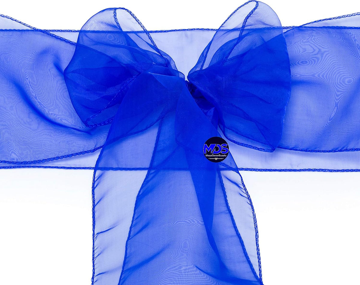MDS Pack of 50 PCS Organza Chair Sashes Wider Dining Chair Bows Ribbon Tie Back for Wedding Party