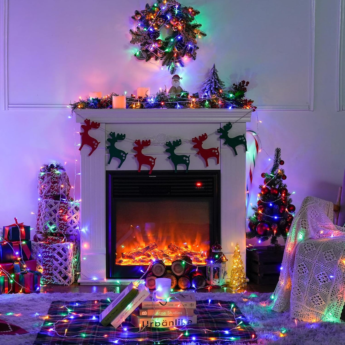 JMEXSUSS 168FT 600 LED Christmas Decor Lights - 8 Modes Multicolor Outdoor/Indoor Waterproof