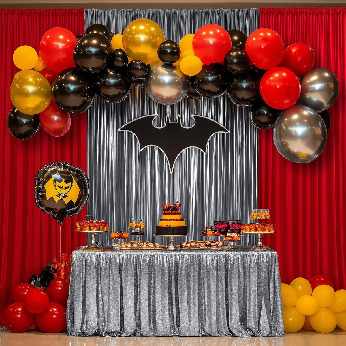 Outpain Thick 10 ft x 10 ft Black Silver Sequin Backdrop Curtain for Parties, Wrinkle Free Glitter