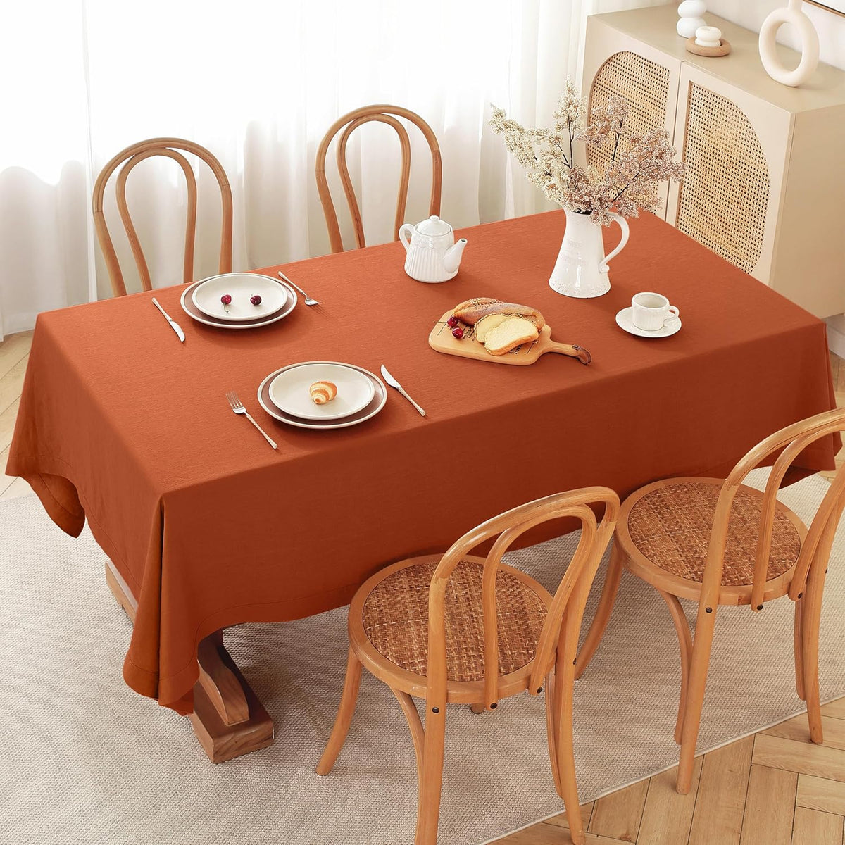 100% Pure Linen Tablecloths 60x120Inches,Rectangle Table Cloth for Dining,Picnic,Weddings and