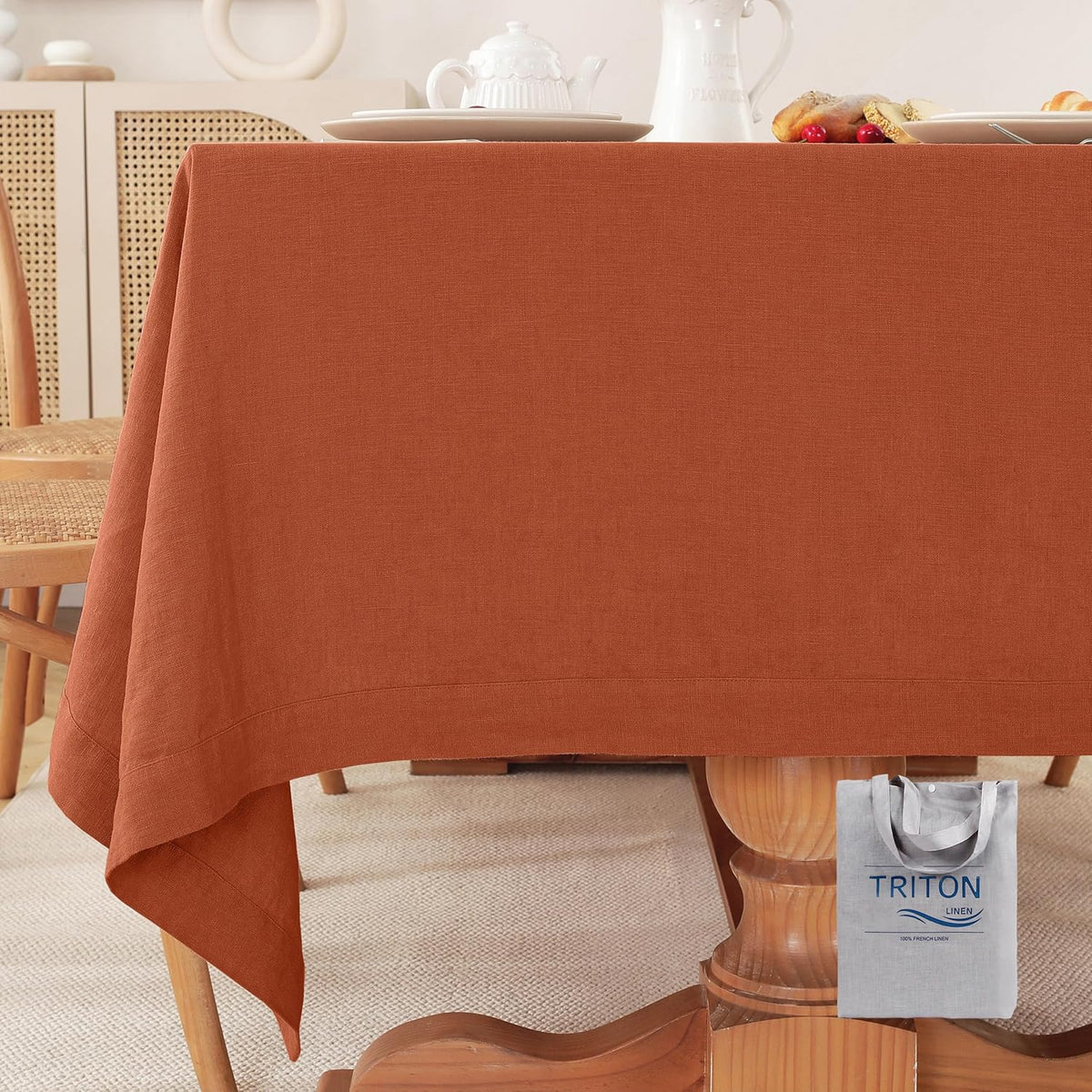 100% Pure Linen Tablecloths 60x120Inches,Rectangle Table Cloth for Dining,Picnic,Weddings and