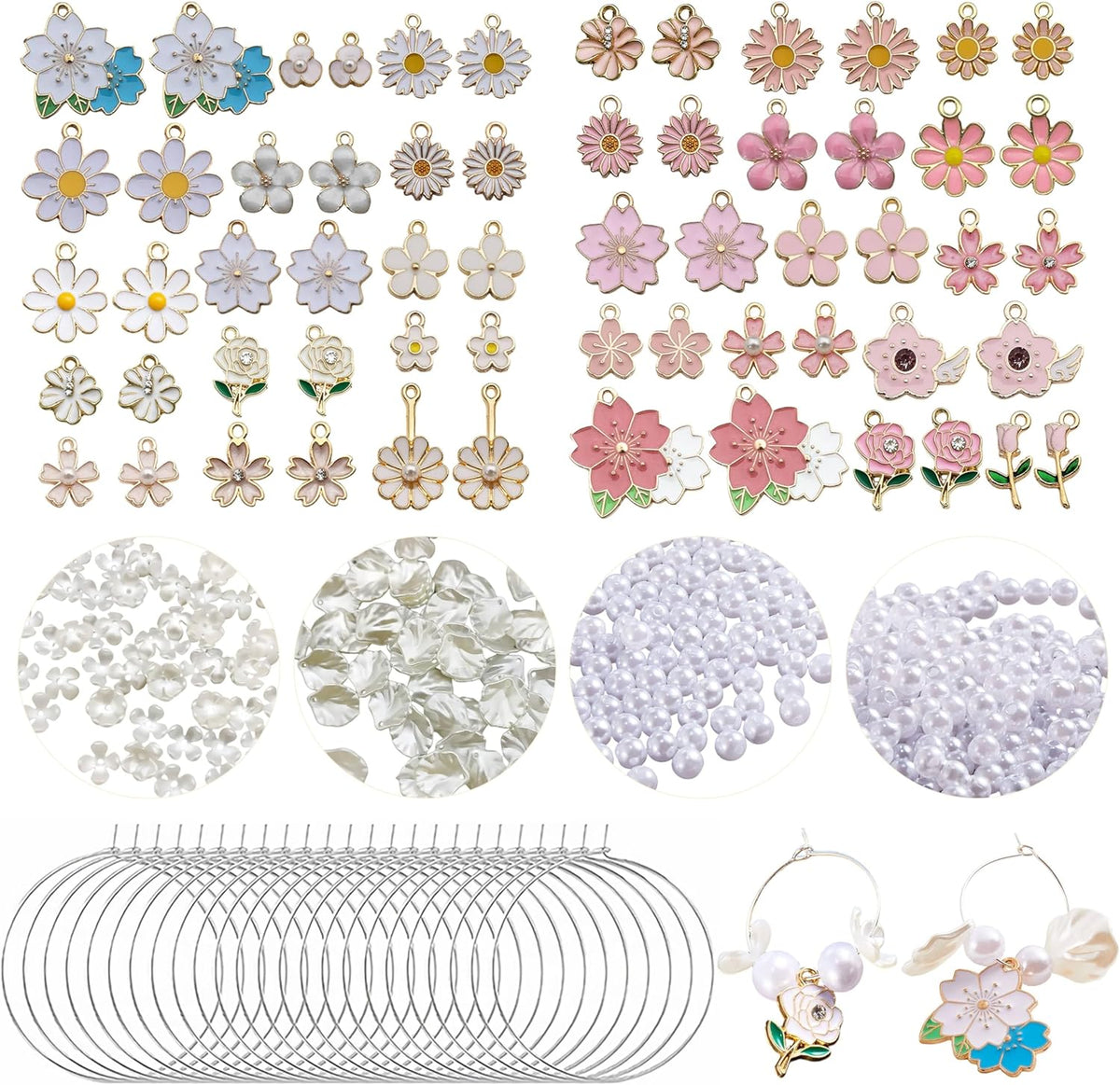 50 Sets Wine Glass Charms, Wine Charms for Stem Glasses, DIY Reusable Drink Markers for Weddings &