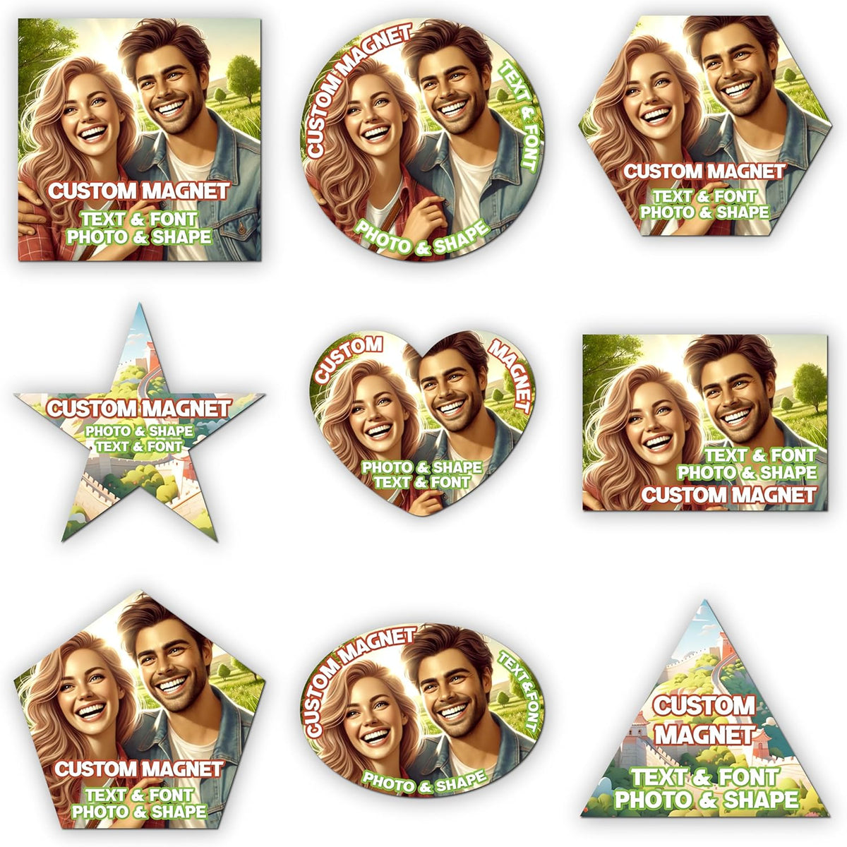 KETABAO – 13" Create Your Own Custom Refrigerator and Car Triangle Photo Magnets - Personalized