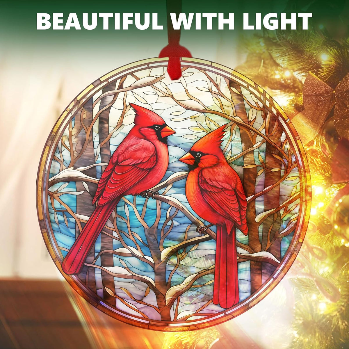 Cardinal Acrylic Ornament 2025 – Red Bird Christmas Tree Hanging, Memorial Holiday Decor for Mom