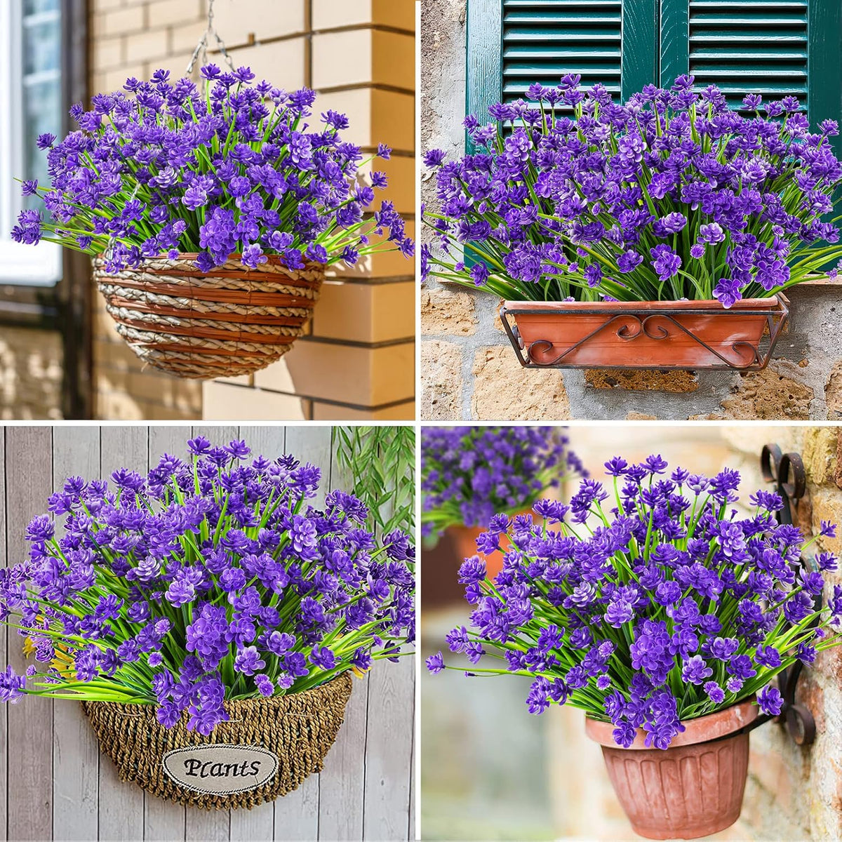 AmyHomie 20 Bundles Artificial Flowers for Outdoor Outside Spring Summer Decoration UV Resistant