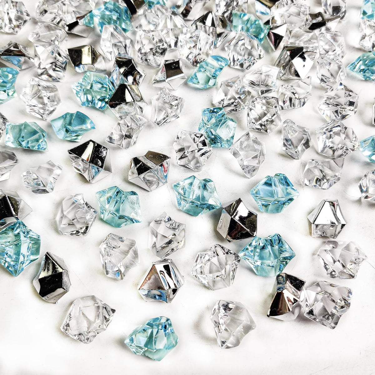 HappyFiller 14 OZ Fake Ice Rocks Cubes Acrylic Gems Stones for Winter Decorations,Christmas Vase