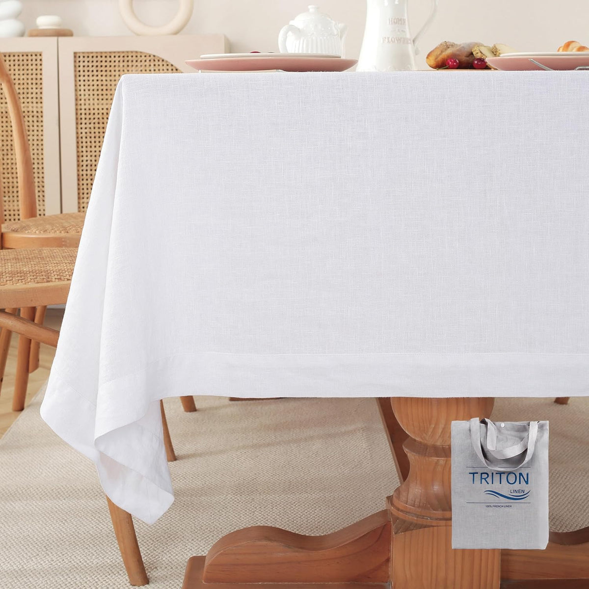 100% Pure Linen Tablecloths 60x90Inches,Rectangle Table Cloth for Dining,Picnic,Weddings and