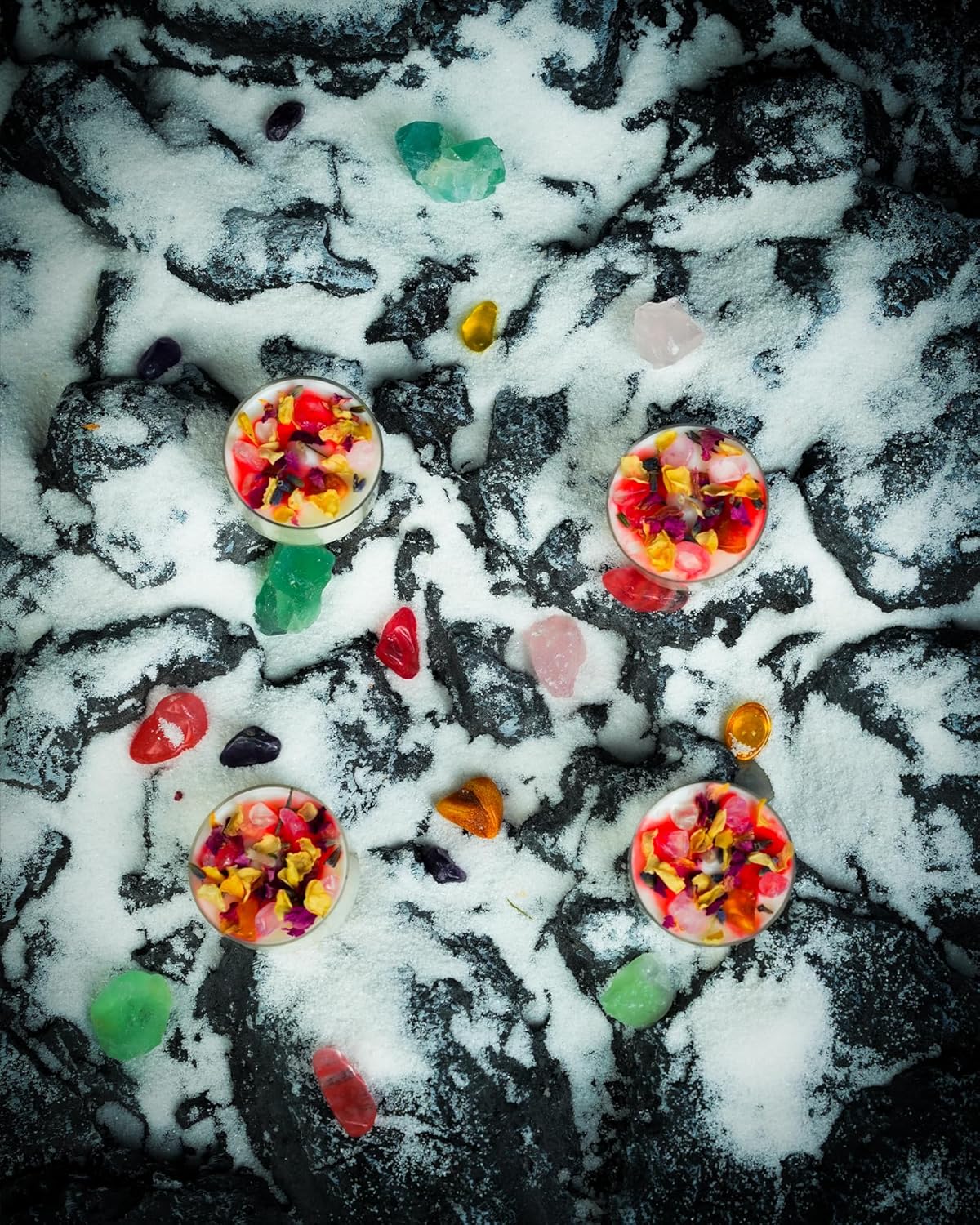 Tealight Candles with Crystals and Herbs, Handmade Energy, Healing Crystal, Aromatherapy Candles.