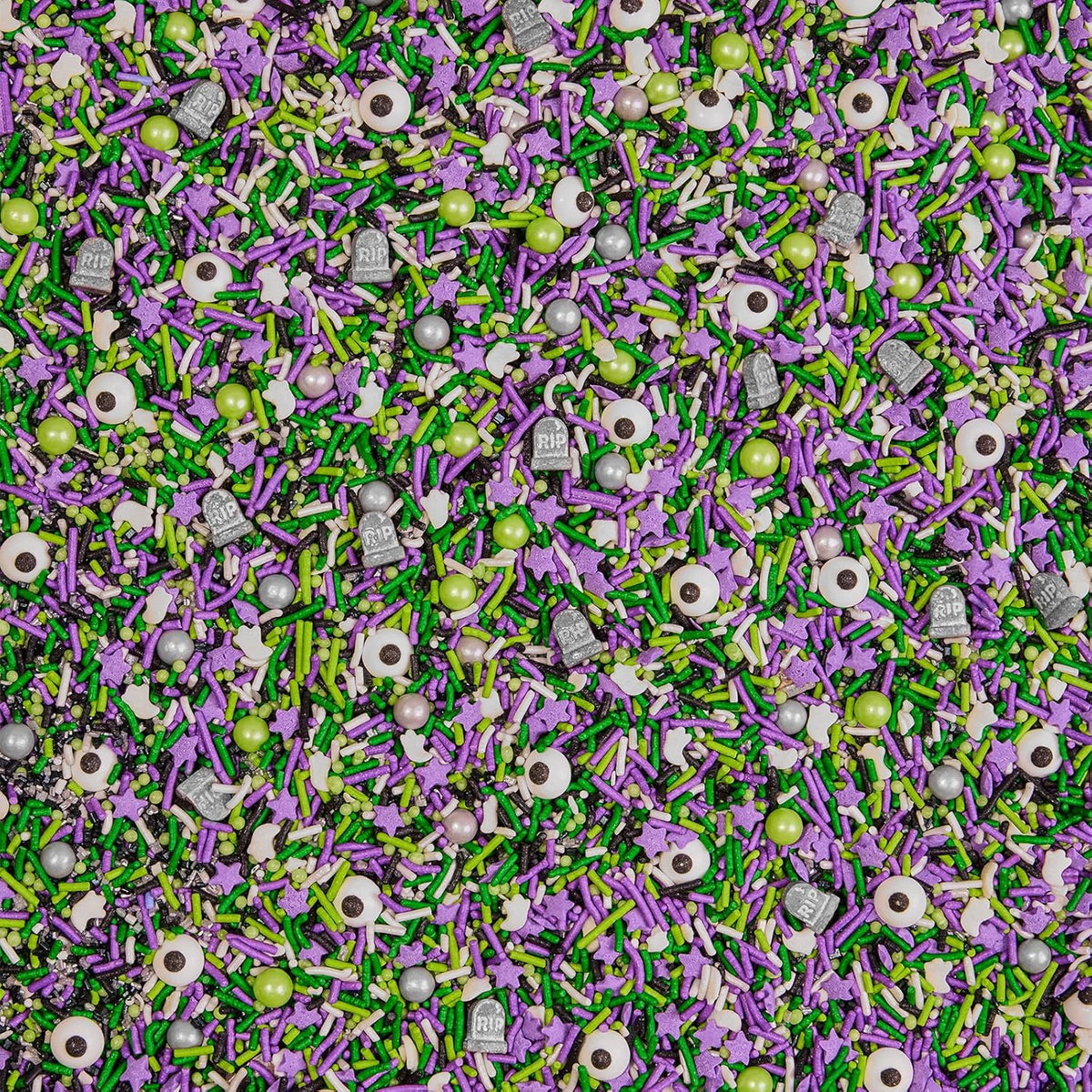 Fancy Sprinkles Limited Edition Halloween Graveyard Shift Purple and Green Crunchy Sprinkles, Plus