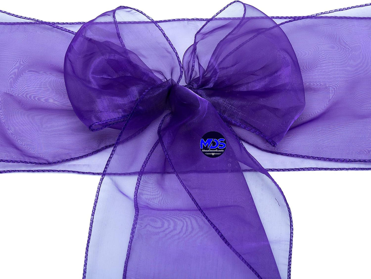 MDS Pack of 125 PCS Organza Chair Sashes Wider Dining Chair Bows Ribbon Tie Back for Wedding Party
