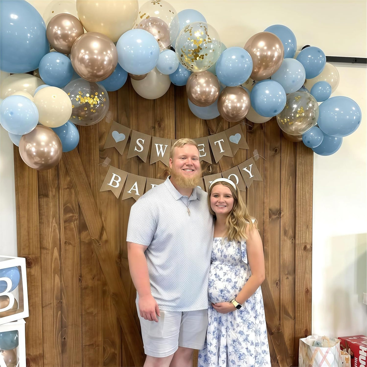 Dusty Blue Balloon Set, 60Pcs 12 Inch Slate Muted Baby Blue Fog Pastel Light Blue White Sand