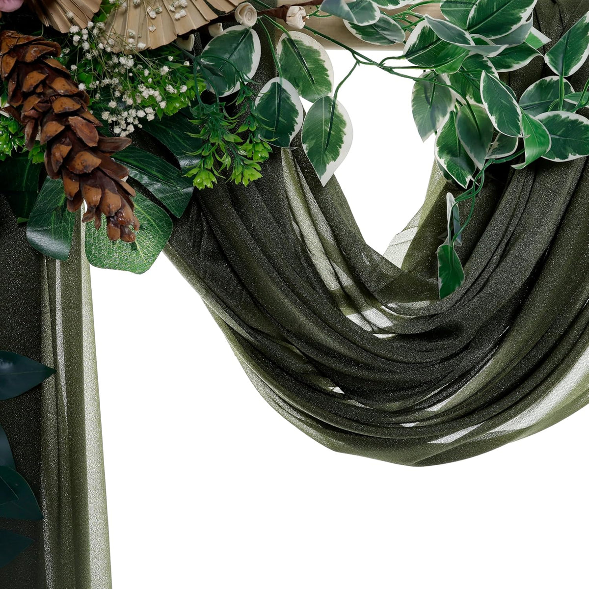 VDS Pack of 2 Panel (30 Inch X 20 Feet) Wedding Arch Draping Fabric Sheer Chiffon Fabric Drapery