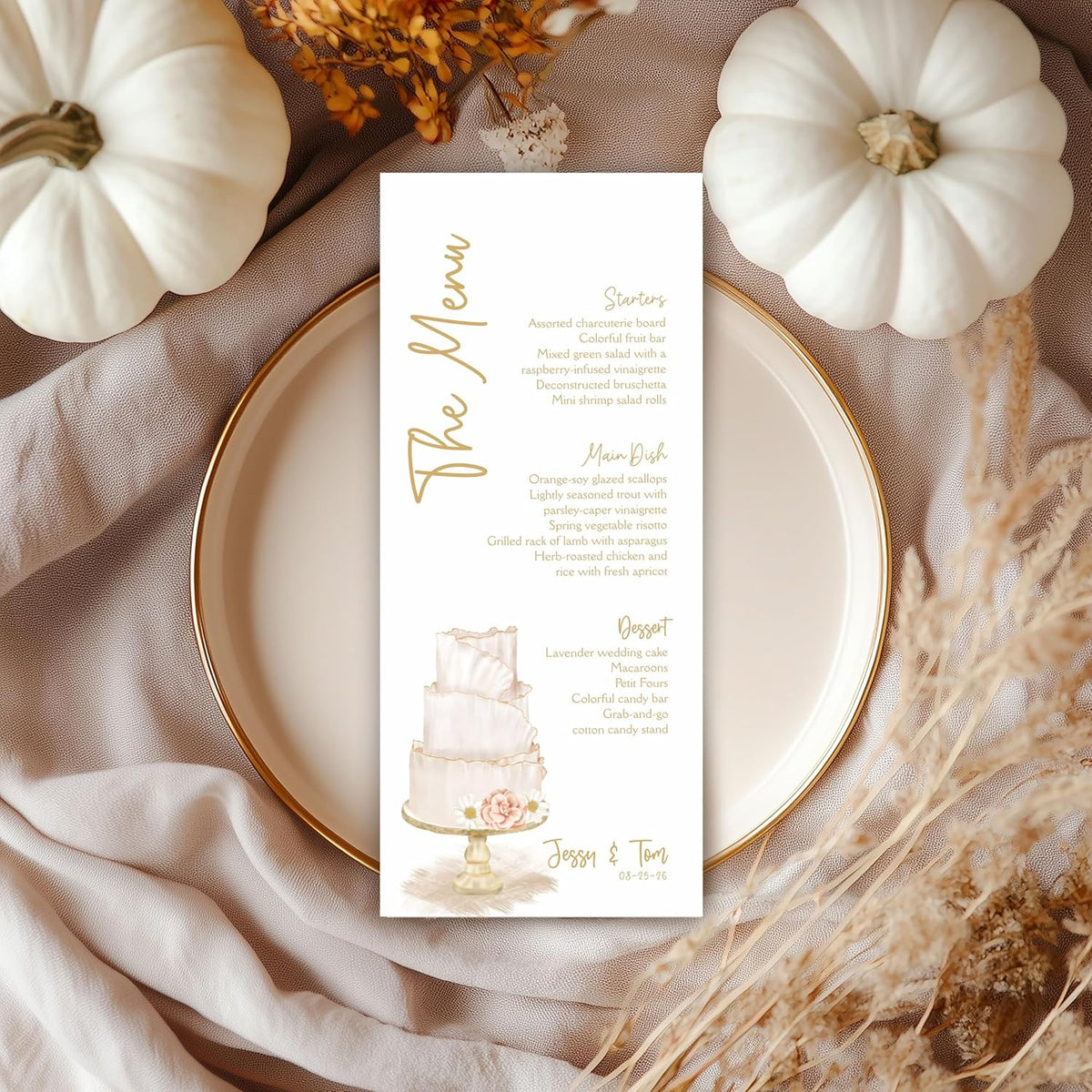 Personalized Printed Wedding Menu, Set of 25 Wedding Menu, Modern Wedding Menu, Simple Menu