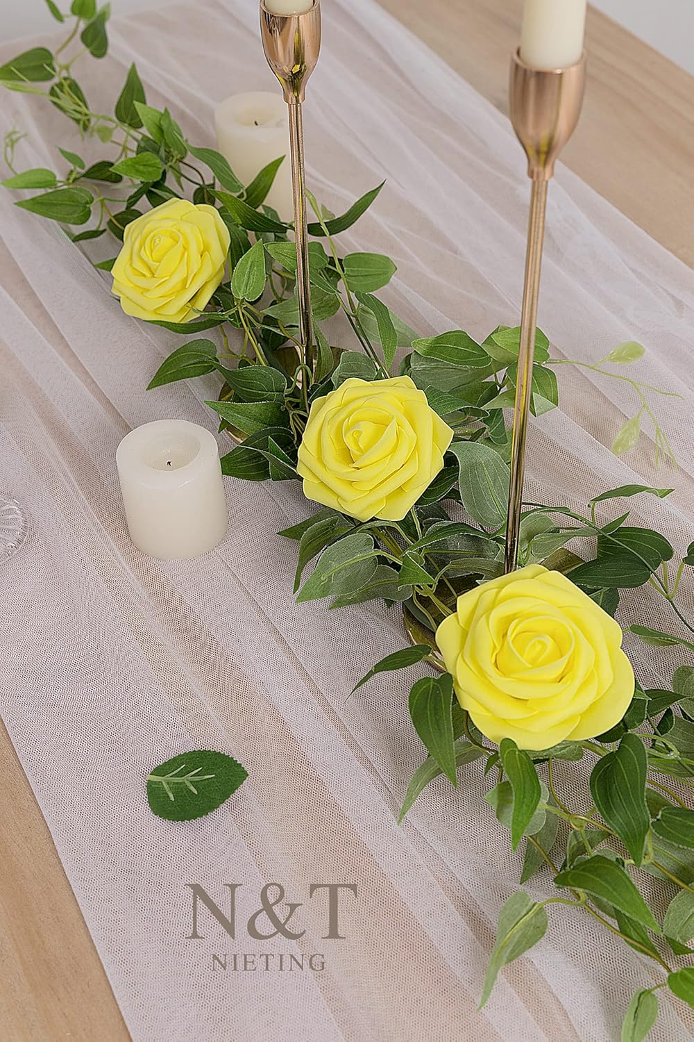 N&T NIETING Artificial Flowers, 25Pcs Fake Flowers Roses Perfect for DIY Wedding Bouquets