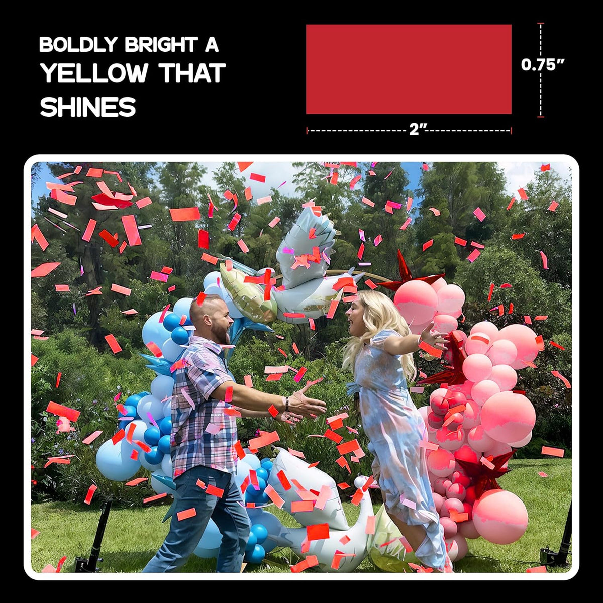 Red Biodegradable Confetti - Rectangular Fluttering Tissue Paper Confetti for Cannon and Launcher