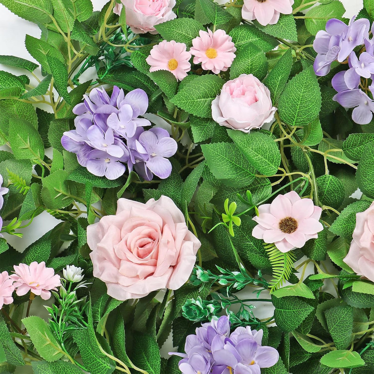 Dremisland 2PCS Artificial Rose Vine Fake Flower Garland 6FT Faux Silk Rose Hanging Vine Floral
